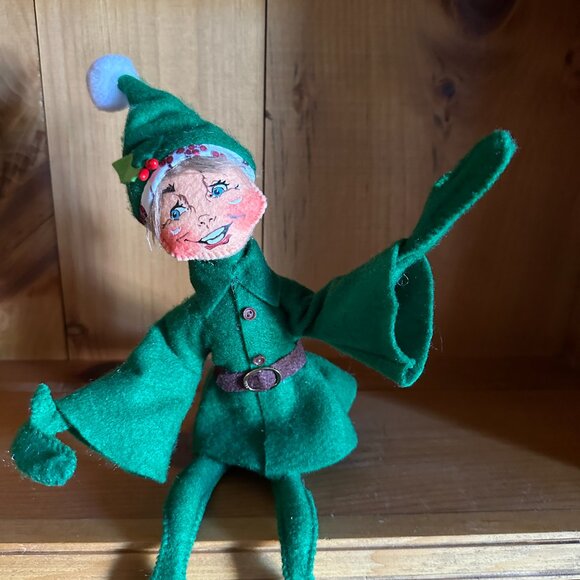 Collectible Annalee Green 2017 Posable Mischievous Elf 17 inches - Picture 4 of 13